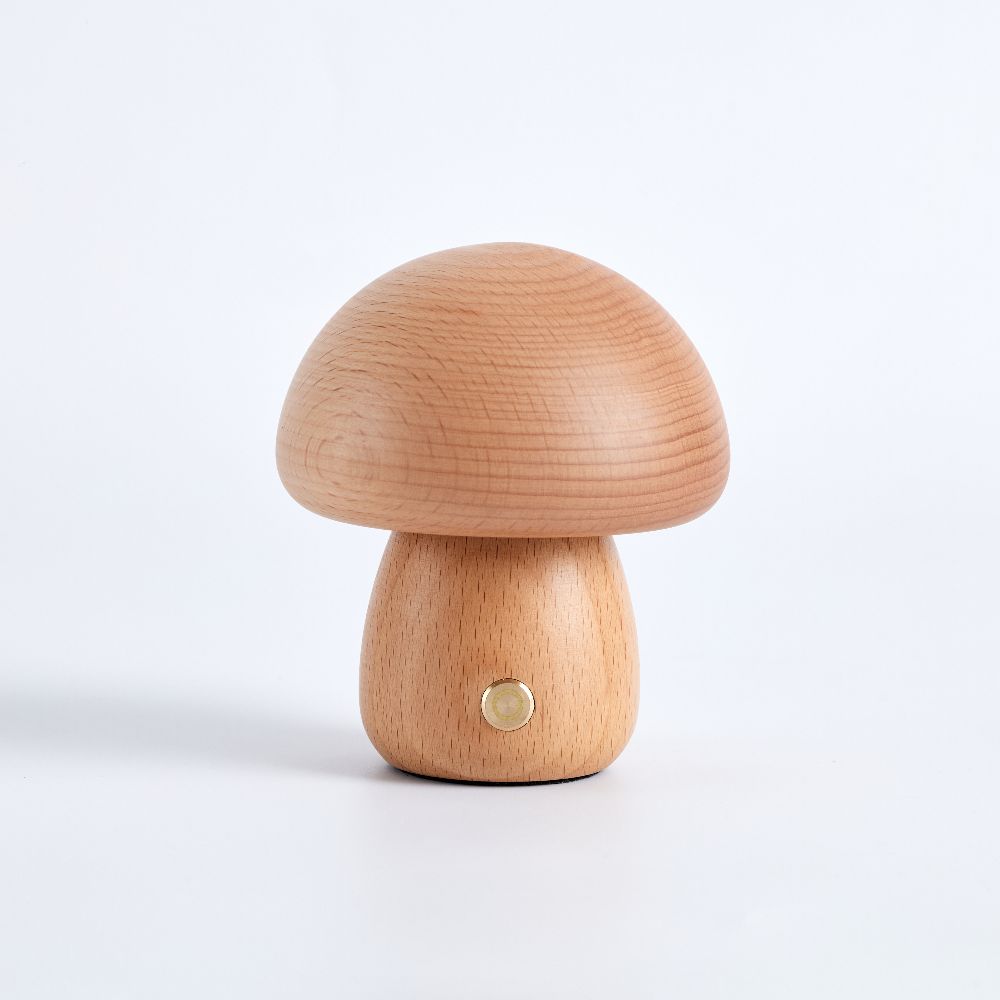 Fungi Mushroom Cordless Table Lamp-Home & Garden > Lighting > Table Lamps-Laren Fete-Oak-Short & Thick-Laren Fete