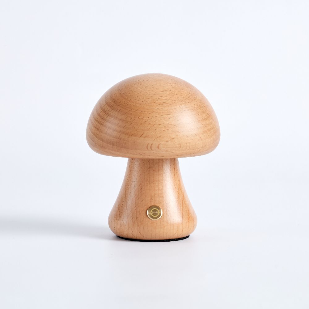 Fungi Mushroom Cordless Table Lamp-Home & Garden > Lighting > Table Lamps-Laren Fete-Oak-Short & Thin-Laren Fete