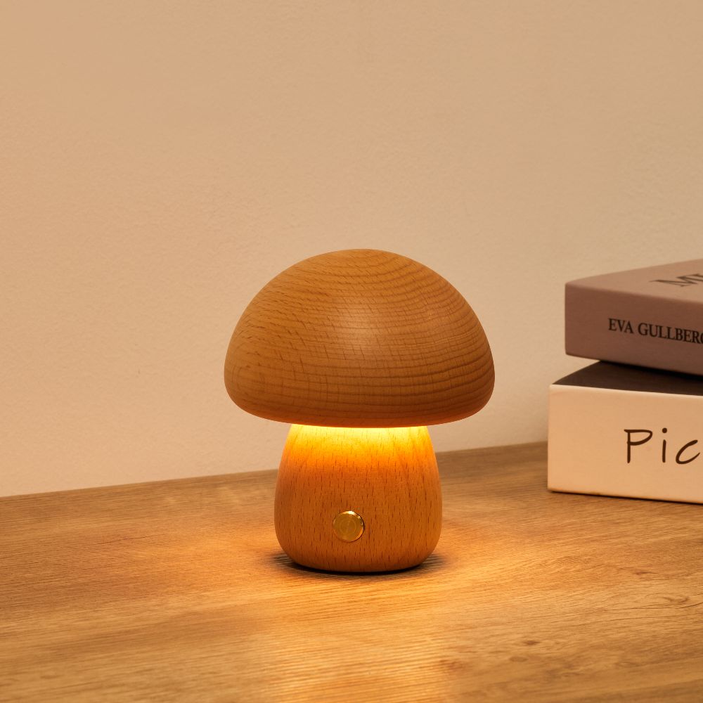 Fungi Mushroom Cordless Table Lamp-Home & Garden > Lighting > Table Lamps-Laren Fete-Walnut-Long & Thin-Laren Fete