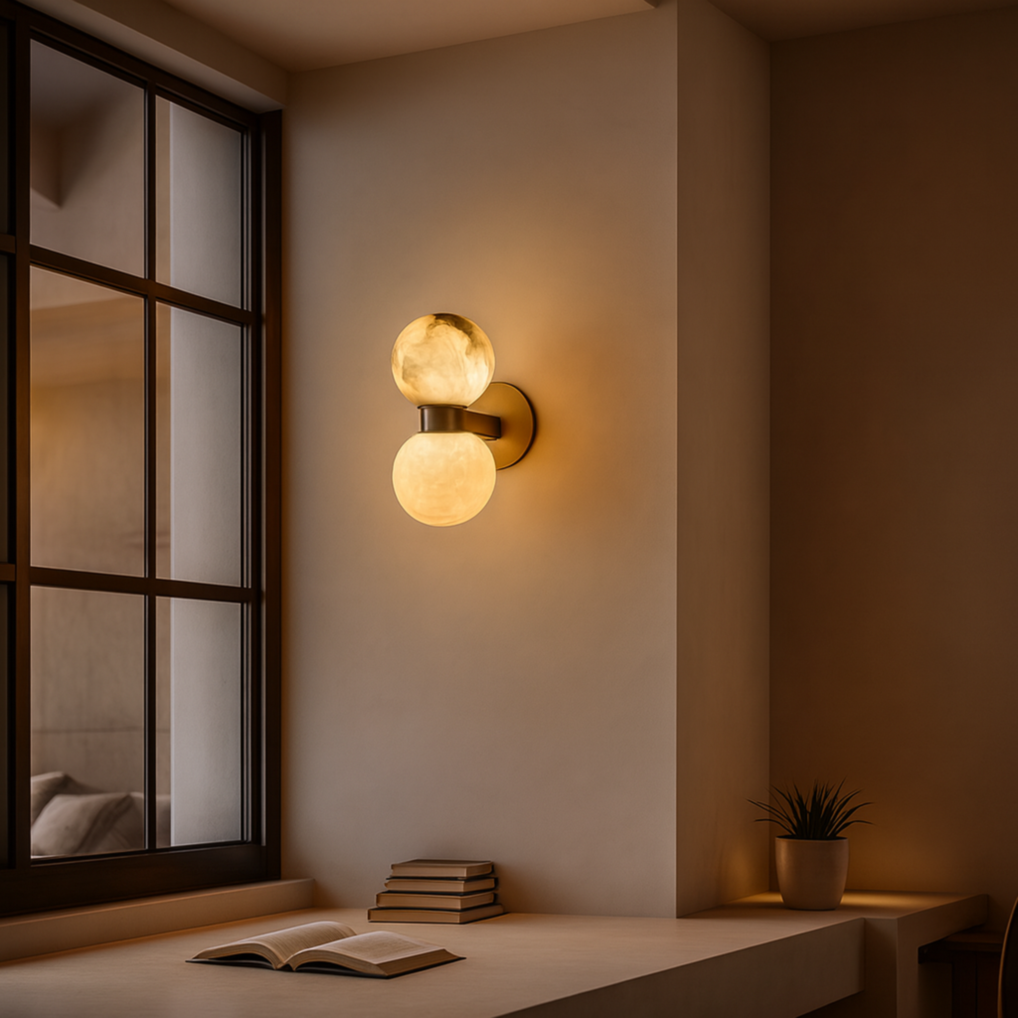 : Gemini Marble Dual Globe Wall Sconce-Home & Garden > Lighting > Wall Lights & Sconces-Laren Fete-Small-White Light-Laren Fete
