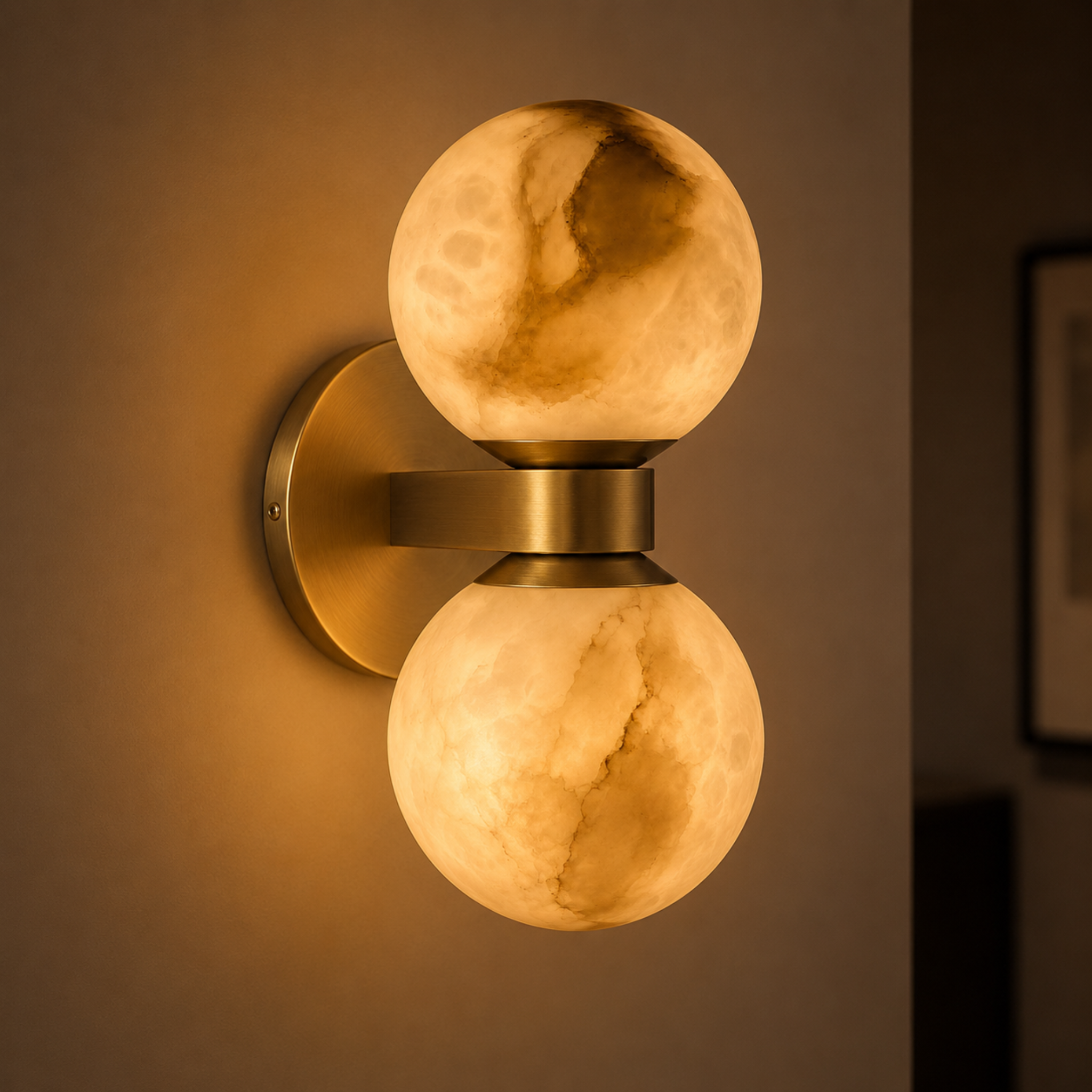 : Gemini Marble Dual Globe Wall Sconce-Home & Garden > Lighting > Wall Lights & Sconces-Laren Fete-Small-White Light-Laren Fete