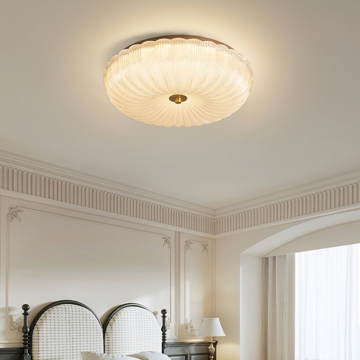 Haven Flush Mount Ceiling Light | Ripple Glass, LED Fixture 4