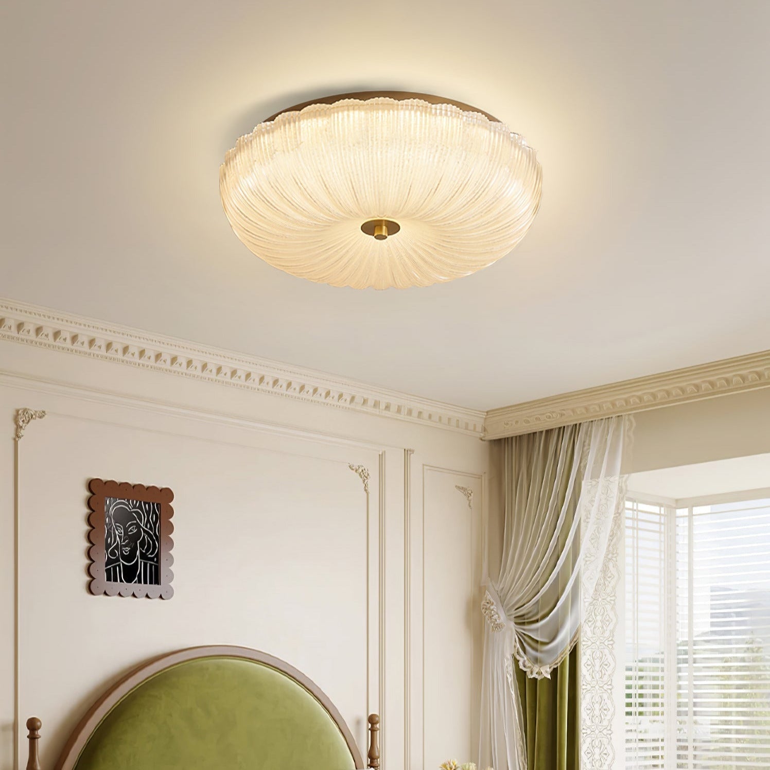 Haven Flush Mount Ceiling Light | Ripple Glass, LED Fixture 6