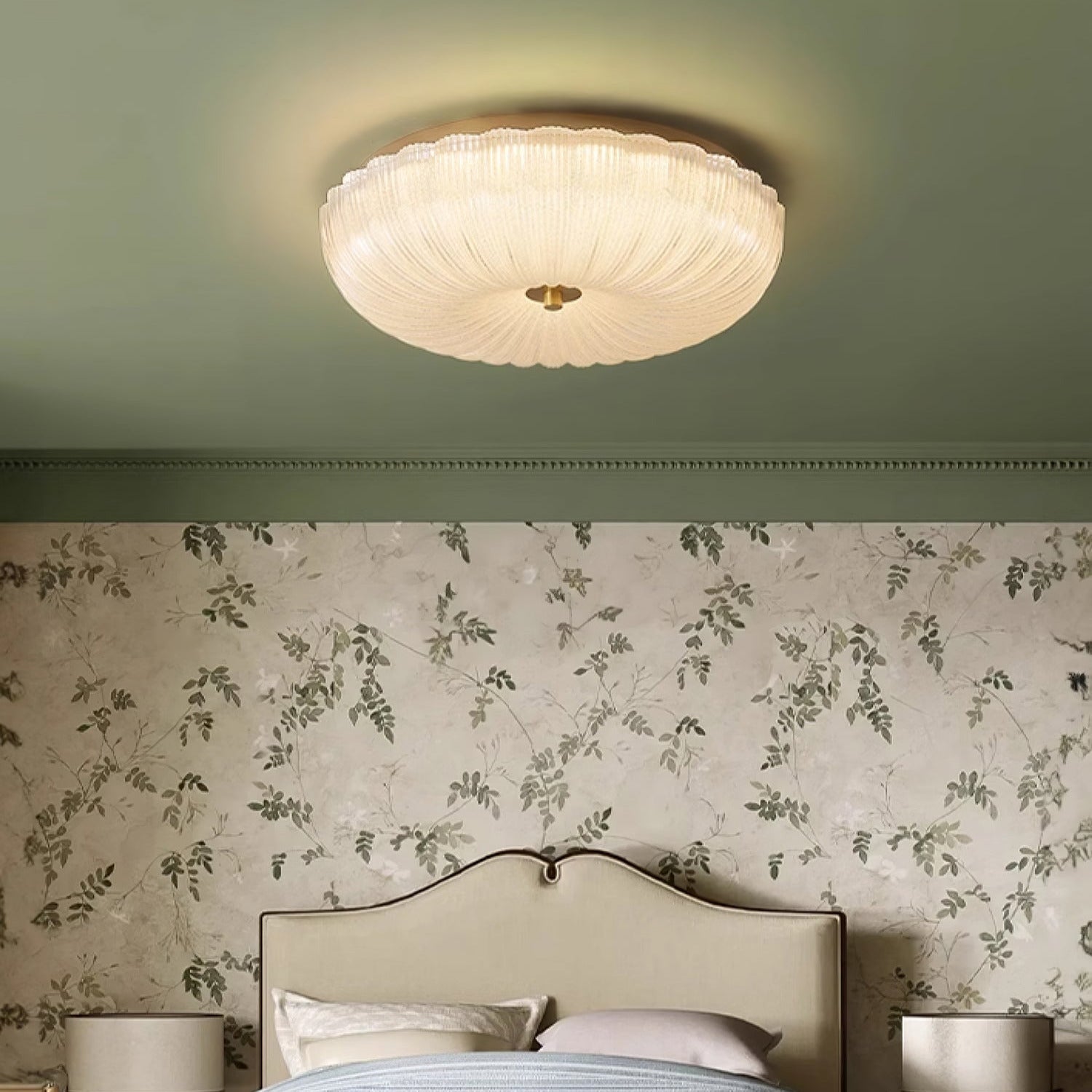 Haven Flush Mount Ceiling Light | Ripple Glass, LED Fixture 9