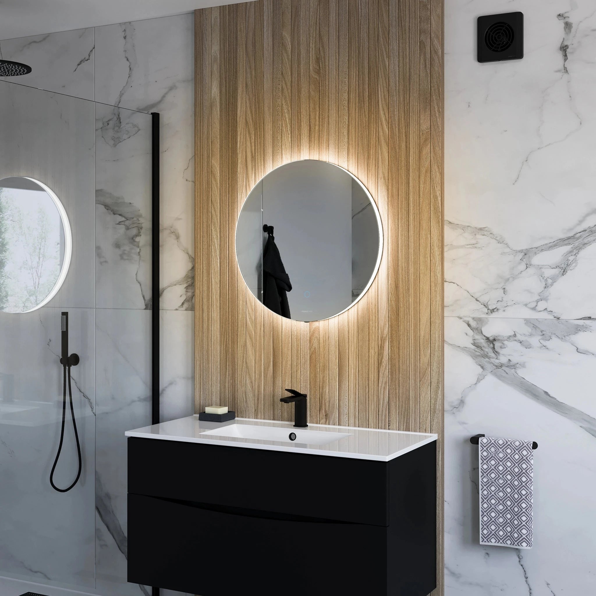 Haven LED Bathroom Mirror | Round, Adjustable Backlit 5