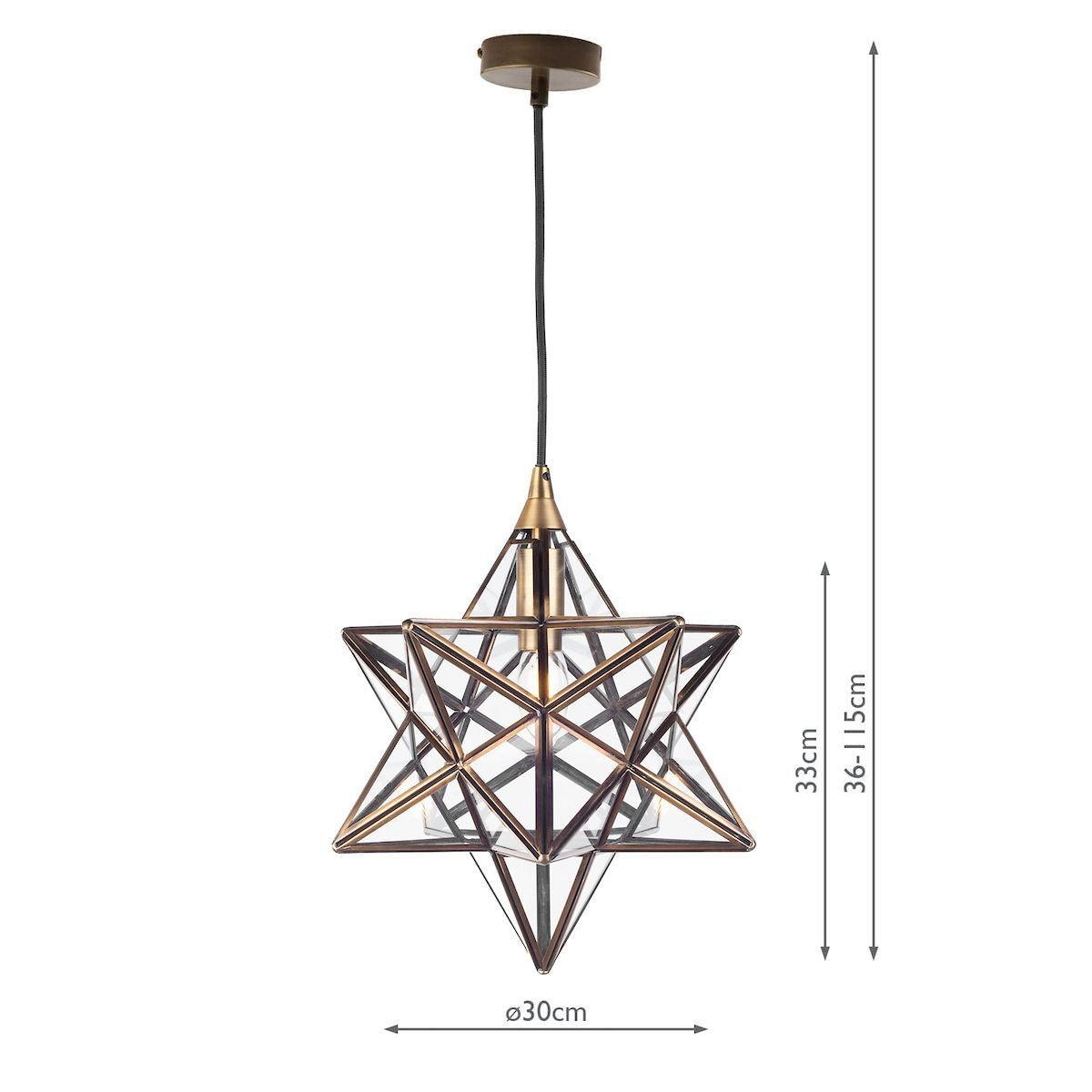 Ilaro Star Pendant Light | Antique Brass, Glass Design 3