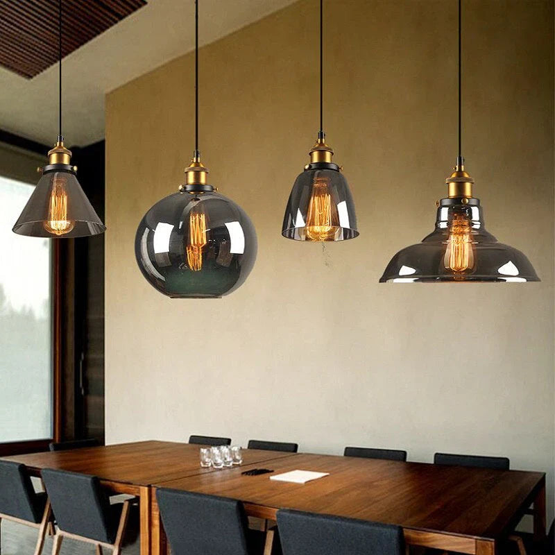 Indigo Pendant Light | Smoked Glass, Vintage Industrial 3