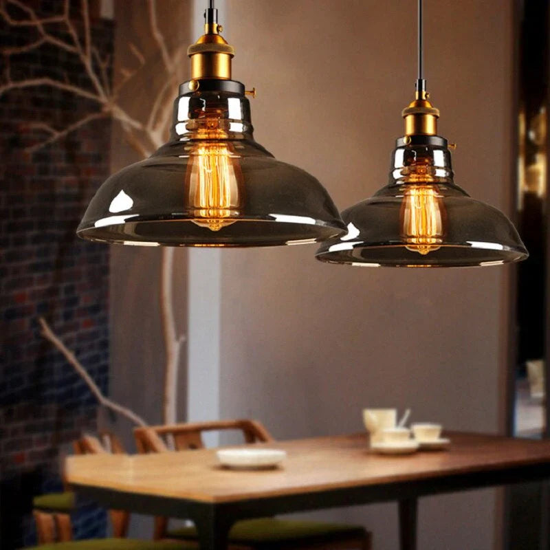 Indigo Pendant Light | Smoked Glass, Vintage Industrial 4