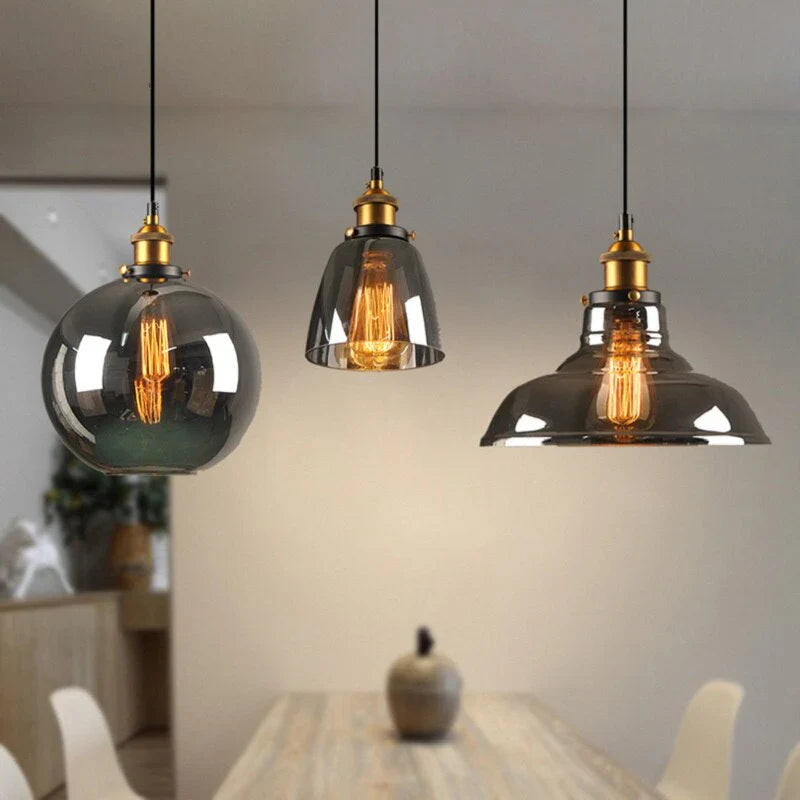 Indigo Pendant Light | Smoked Glass, Vintage Industrial 5