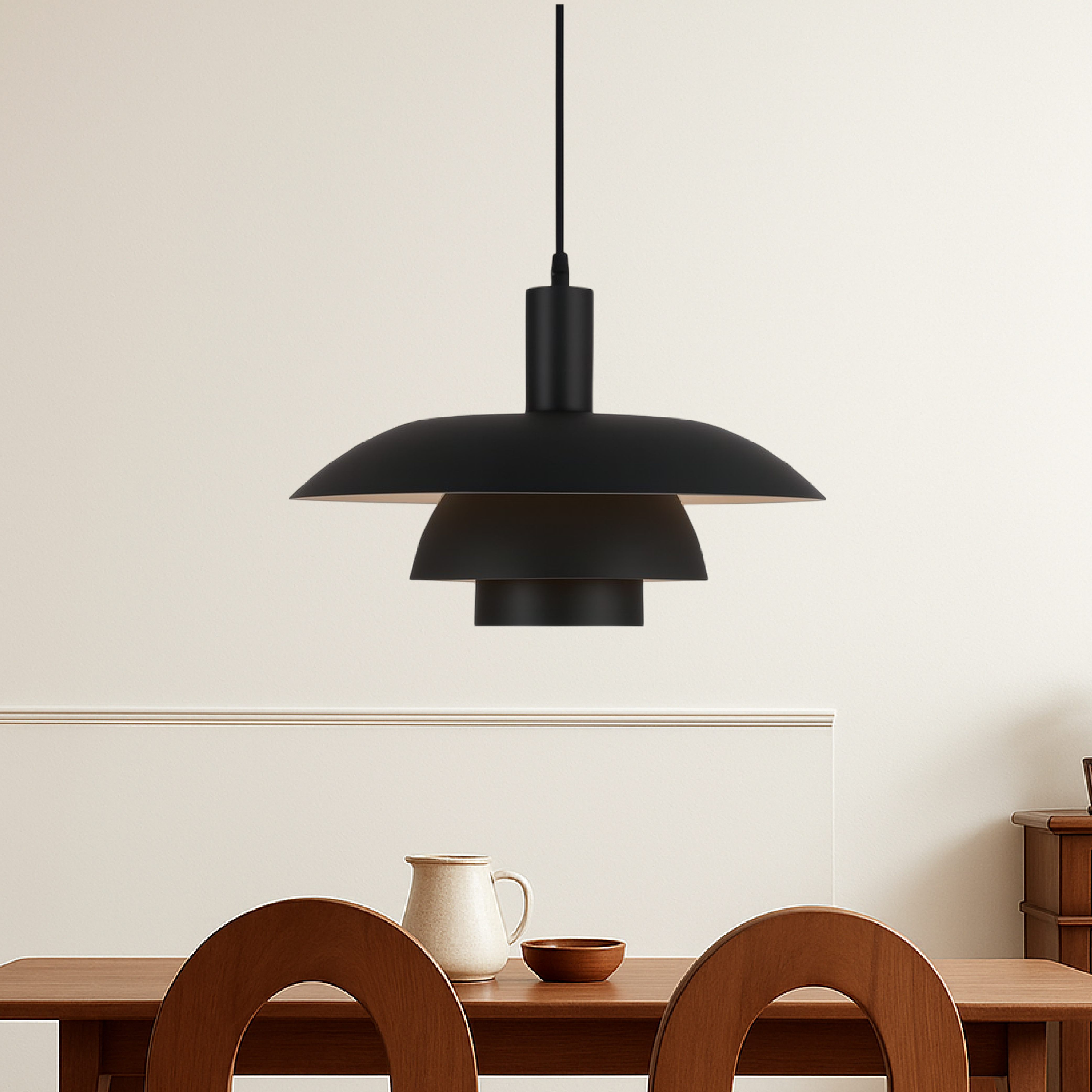 Iris Black Pendant Light | Scandinavian Metal, LED 6