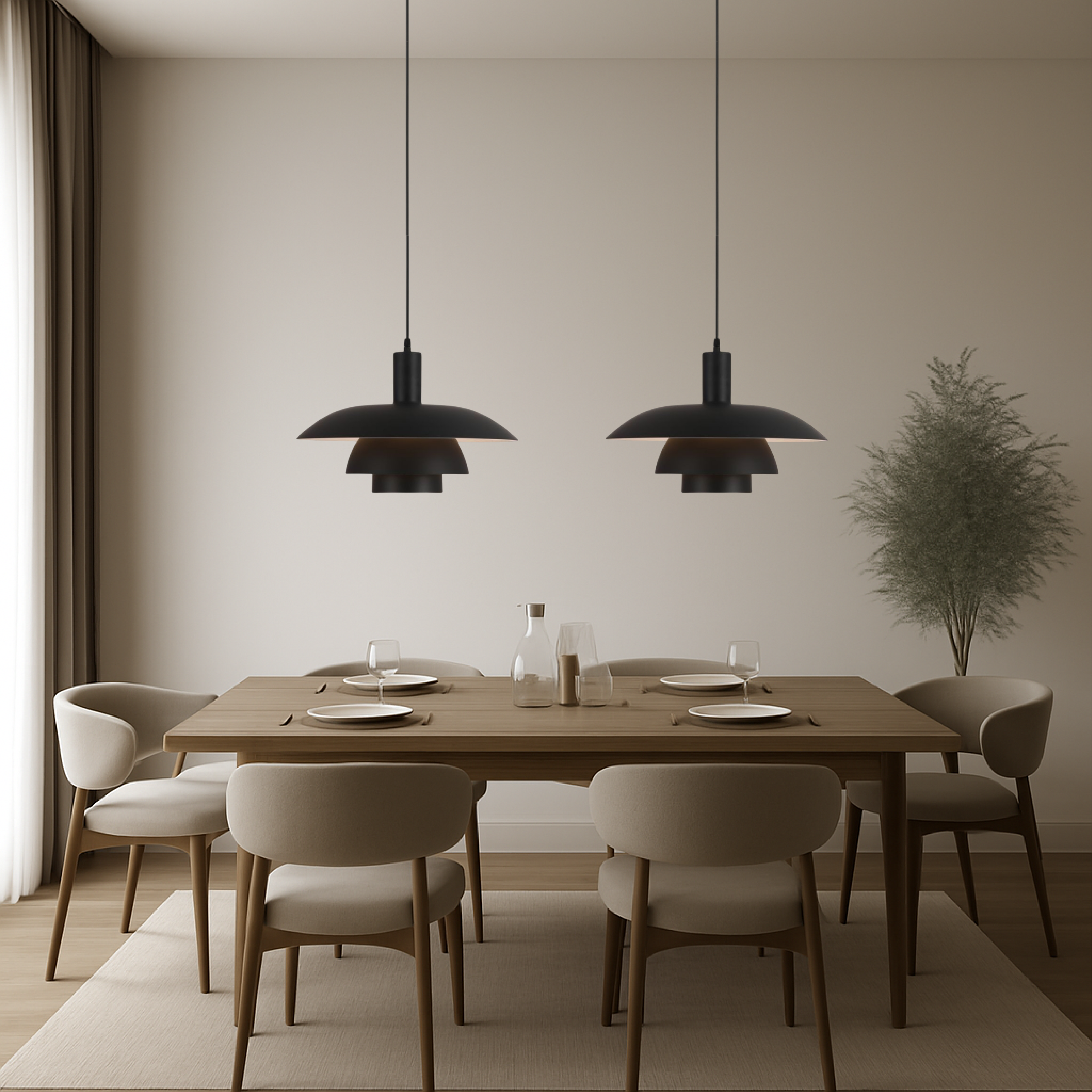 Iris Black Pendant Light | Scandinavian Metal, LED 7