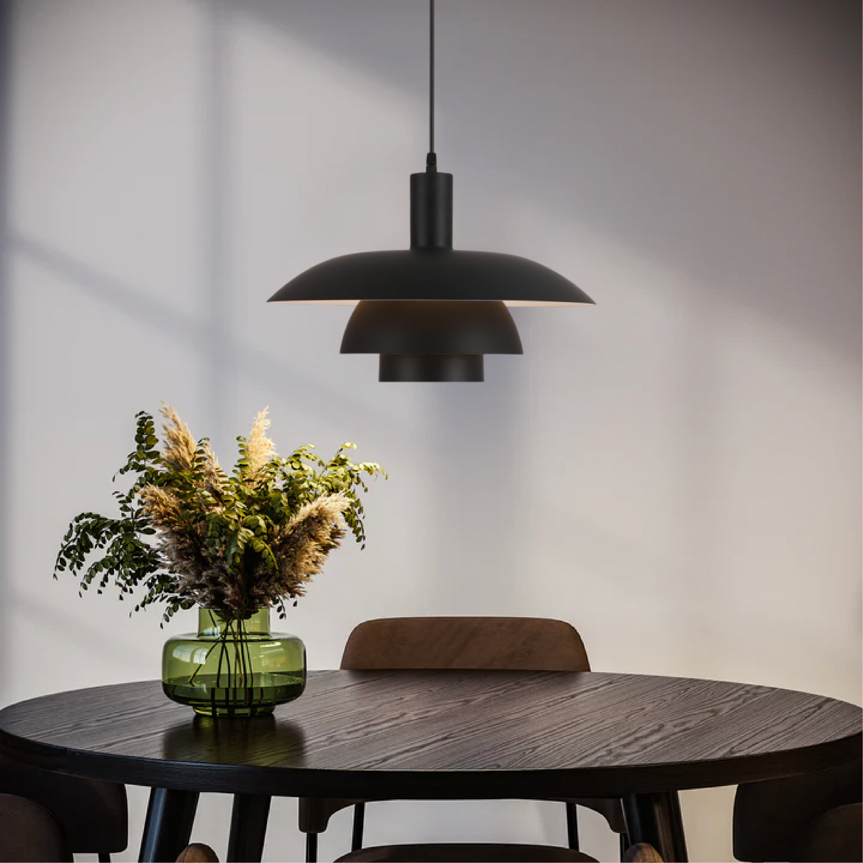 Iris Black Pendant Light | Scandinavian Metal, LED 8