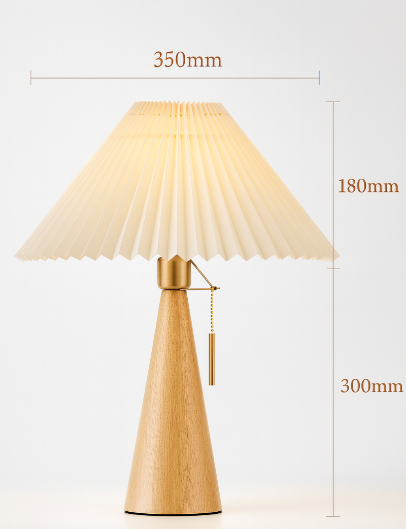 Jade Table Lamp | Rubberwood, Minimalist Design for Bedside or Desk 4