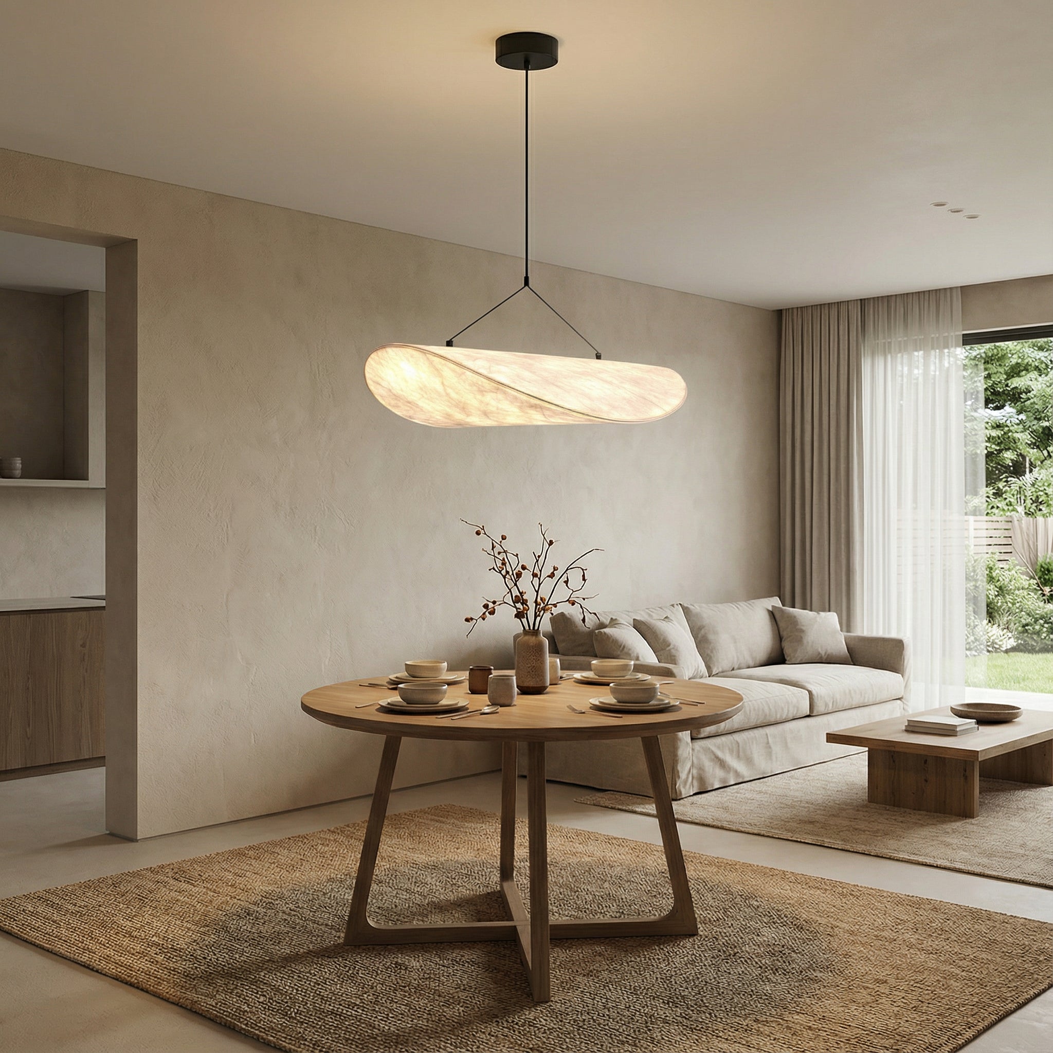 Javari Black Pendant Light | Silk Shade, Modern Minimalist 1