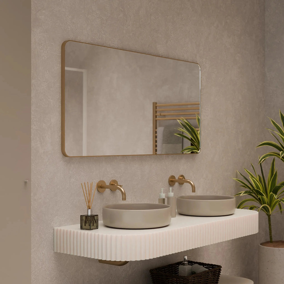 Jett Slim Mirror – Rotatable Frame-Bathroom Mirrors-Laren Fete-Brass-47.24" × 23.62" / 1200mm x 600mm-Laren Fete