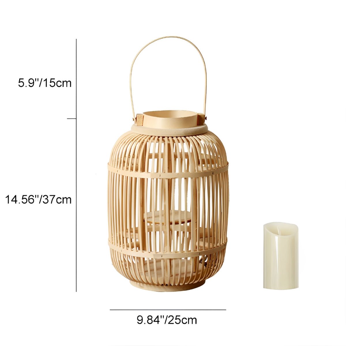 Kasa Bamboo Woven Candle Lantern Floor Lamp-Home & Garden > Lighting > Floor Lamps-Laren Fete-25cm D x 37cm H-Laren Fete