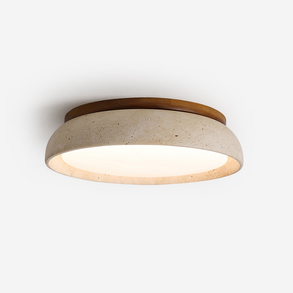Kloris Flush Mount Ceiling Light | Natural Travertine, LED Fixture-Lighting-Laren Fete-D30cm-Warm White-Laren Fete