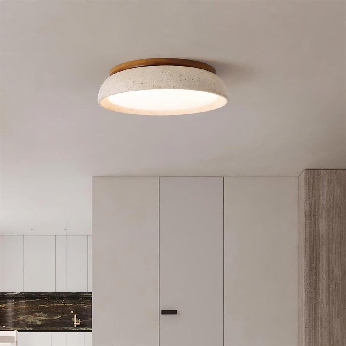 Pietra Travertine Ceiling Light – Natural Stone Texture Detail