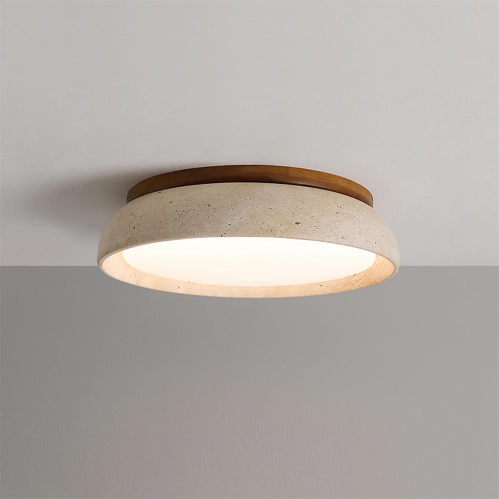 Kloris Flush Mount Ceiling Light | Natural Travertine, LED Fixture 10