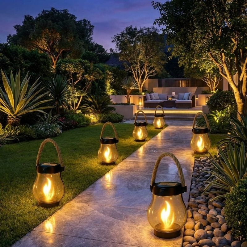 Lightscordless Solar Flickering Flame Lantern-Home & Garden > Lighting > Outdoor Lighting > Decorative Outdoor Lighting-Laren Fete-Laren Fete