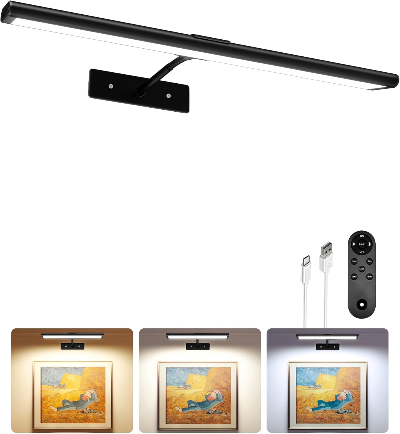Lightscordless™ Wireless Rechargeable Picture Light-Home & Garden > Lighting > Picture Lights-Laren Fete-Black-Laren Fete