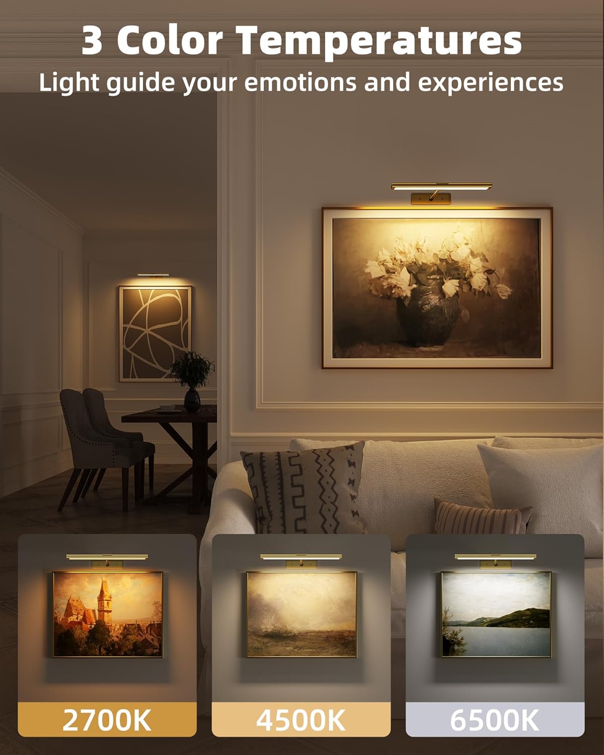 Lightscordless™ Wireless Rechargeable Picture Light-Home & Garden > Lighting > Picture Lights-Laren Fete-Gold-Laren Fete