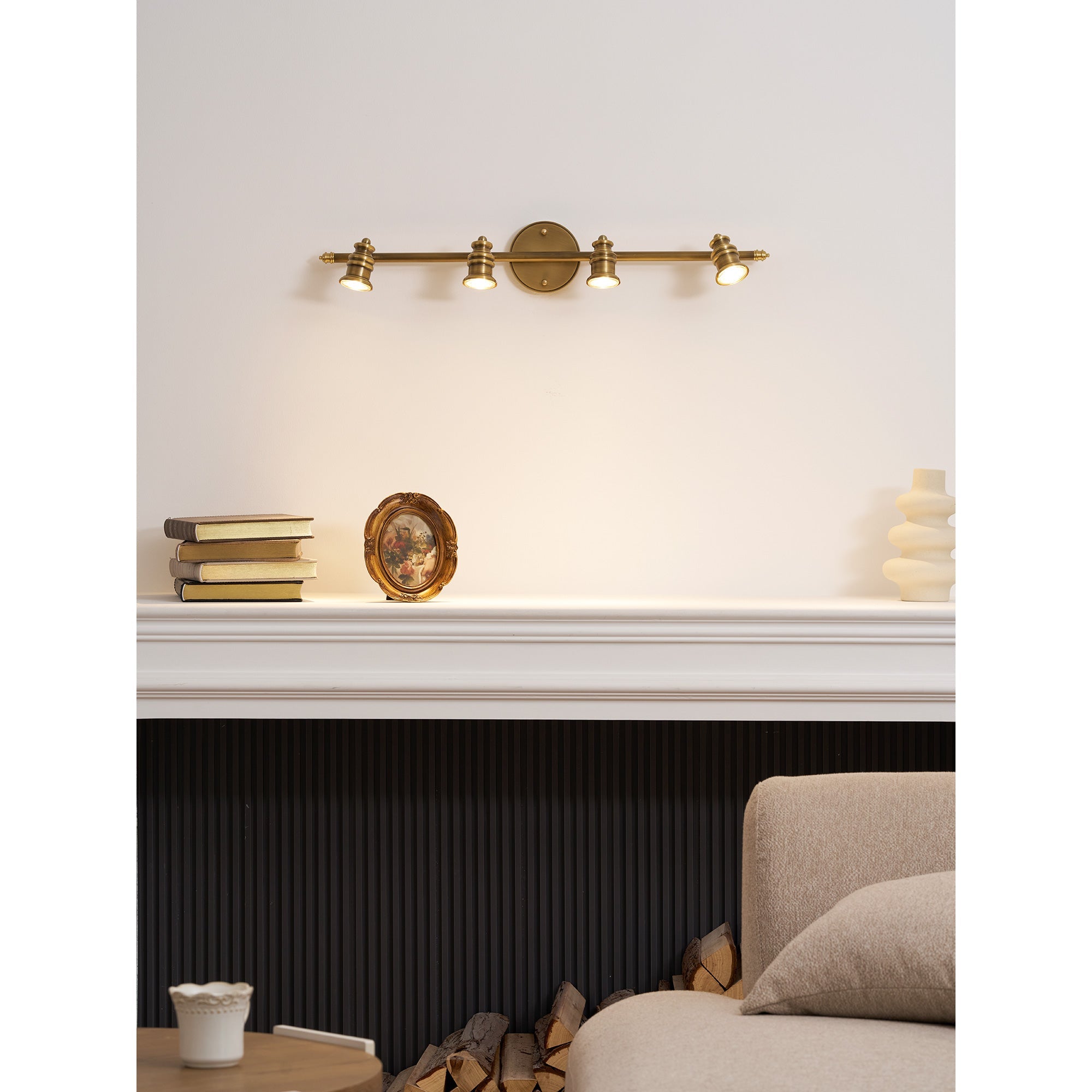 Linea Brass Spotlight Bar-Home & Garden > Lighting > Wall Lights & Sconces-Laren Fete-1 heads L 11.5cm x H 13cm / L 4.5″ x H 5.1″-Brass-Warm Light-Laren Fete