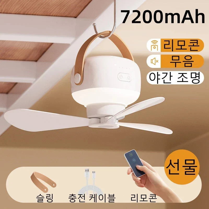 Luma USB Ceiling Fan with LED Light – Silent & Cordless-Home & Garden > Lighting > Ceiling Fans-Laren Fete-White-Laren Fete