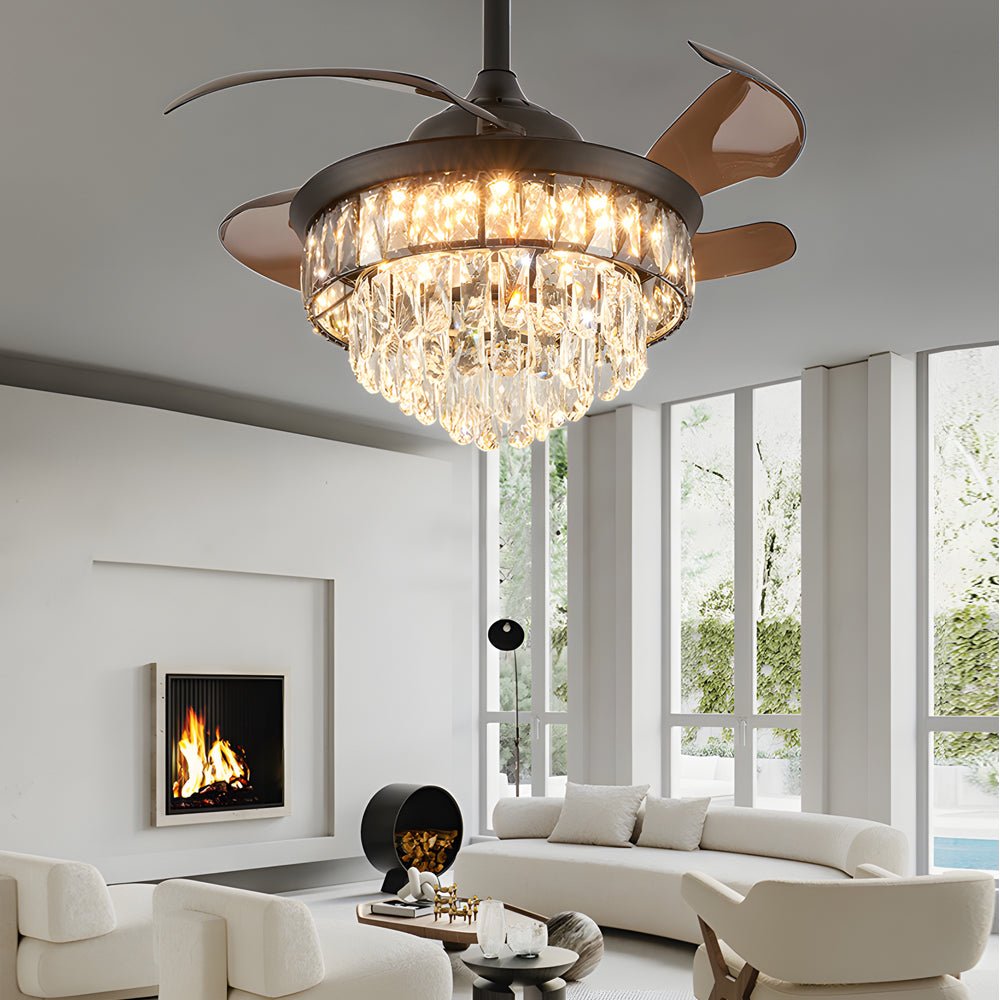 Lumière Crystal Retractable Ceiling Fan – Chandelier-Home & Garden > Lighting > Ceiling Fans-Laren Fete-Laren Fete