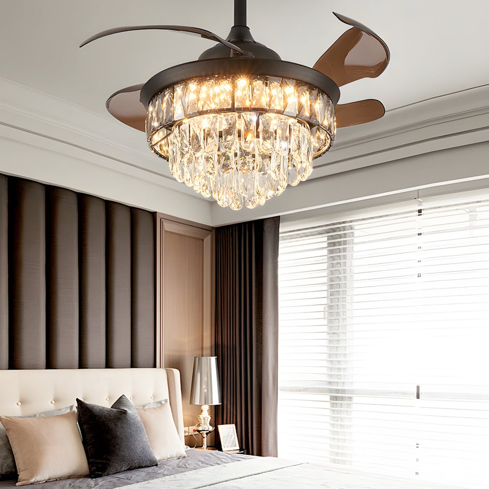 Lumière Crystal Retractable Ceiling Fan – Chandelier-Home & Garden > Lighting > Ceiling Fans-Laren Fete-Laren Fete