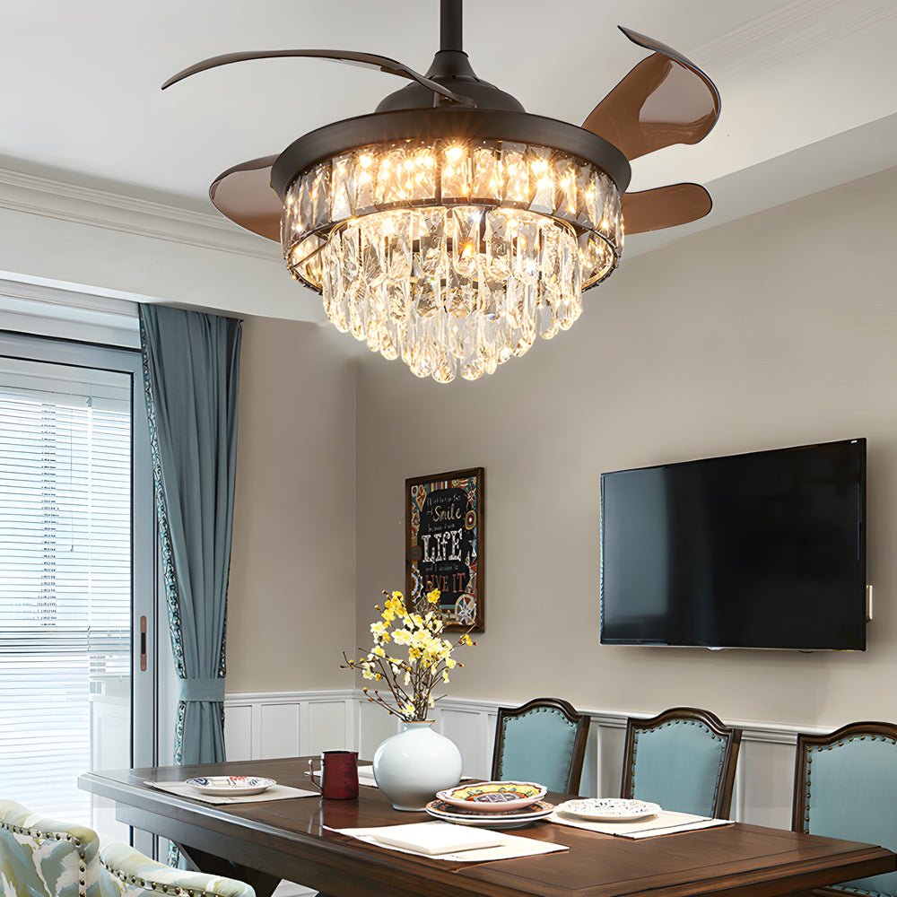 Lumière Crystal Retractable Ceiling Fan – Chandelier-Home & Garden > Lighting > Ceiling Fans-Laren Fete-Laren Fete