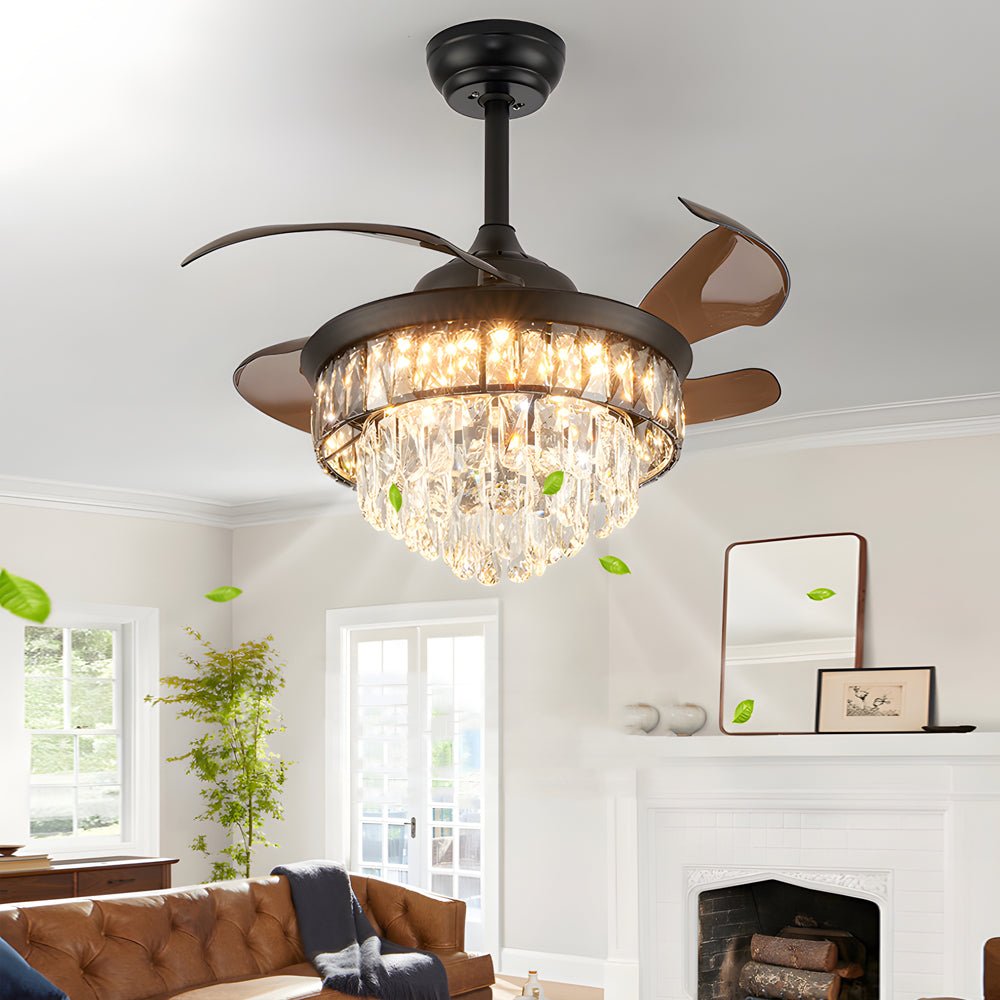 Lumière Crystal Retractable Ceiling Fan – Chandelier-Home & Garden > Lighting > Ceiling Fans-Laren Fete-Laren Fete