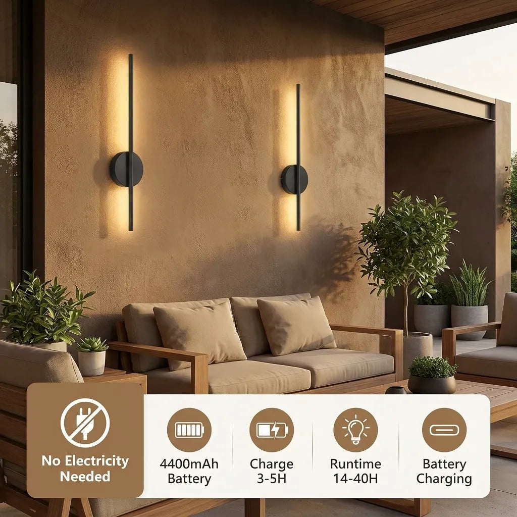 Lumina Magnetic Cordless Sconce-Home & Garden > Lighting > Wall Lights & Sconces-Laren Fete-Black (2pcs)-Laren Fete