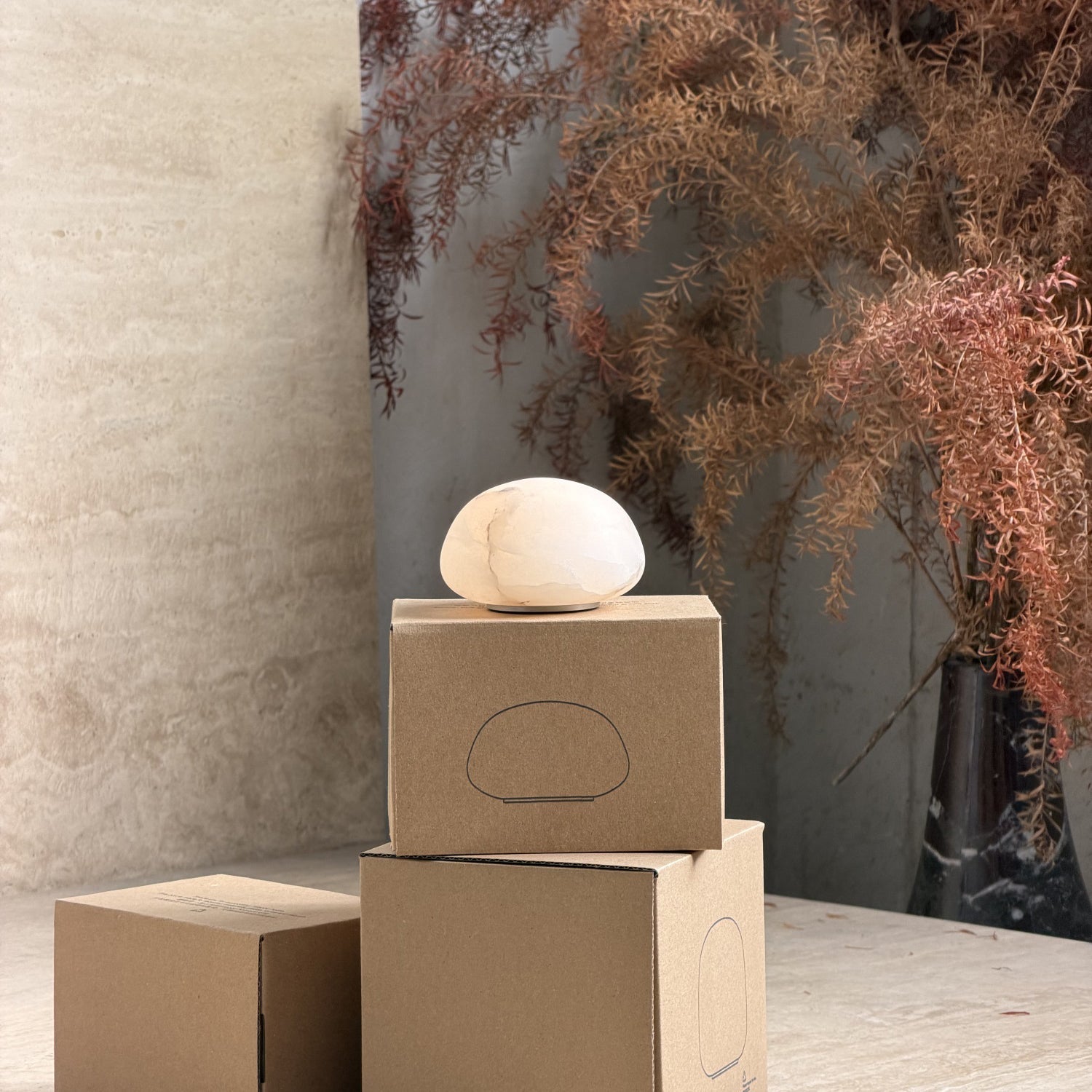 Luna Alabaster Cordless Lamp (Built-in Battery)-Home & Garden > Lighting > Table Lamps-Laren Fete-D 9cm x H 6cm / ∅ 3.5″ x H 2.4″-White-Warm Dimming-Laren Fete