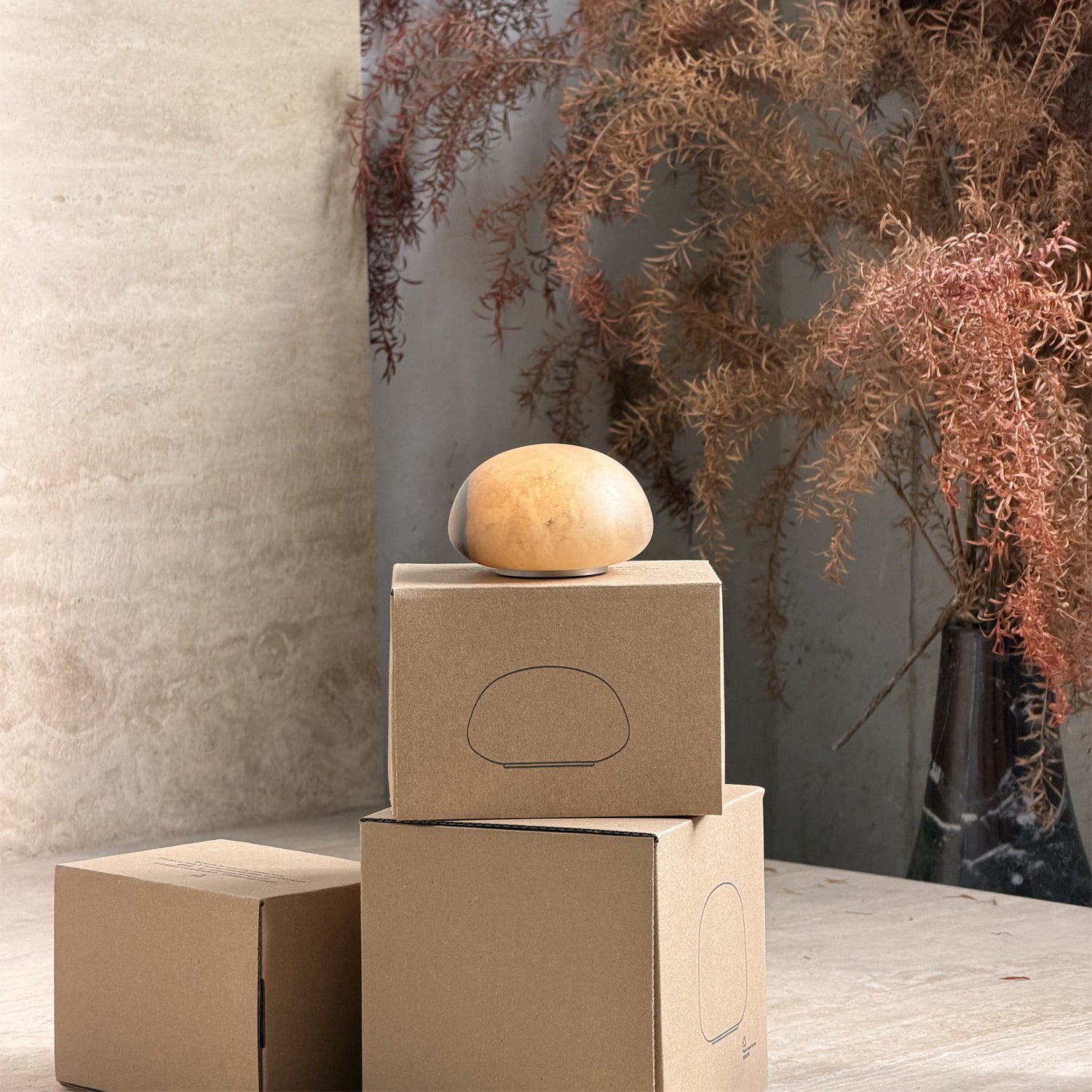Luna Alabaster Cordless Lamp (Built-in Battery)-Home & Garden > Lighting > Table Lamps-Laren Fete-D 9cm x H 6cm / ∅ 3.5″ x H 2.4″-White-Warm Dimming-Laren Fete