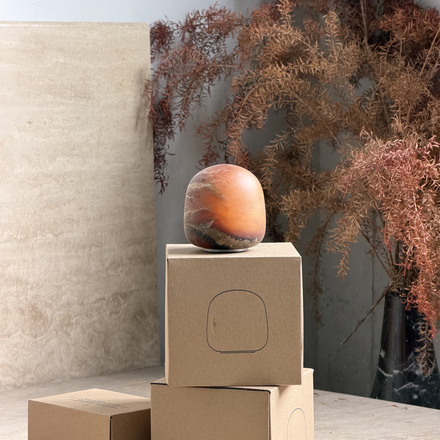 Luna Alabaster Cordless Lamp (Built-in Battery)-Home & Garden > Lighting > Table Lamps-Laren Fete-D 9cm x H 6cm / ∅ 3.5″ x H 2.4″-White-Warm Dimming-Laren Fete