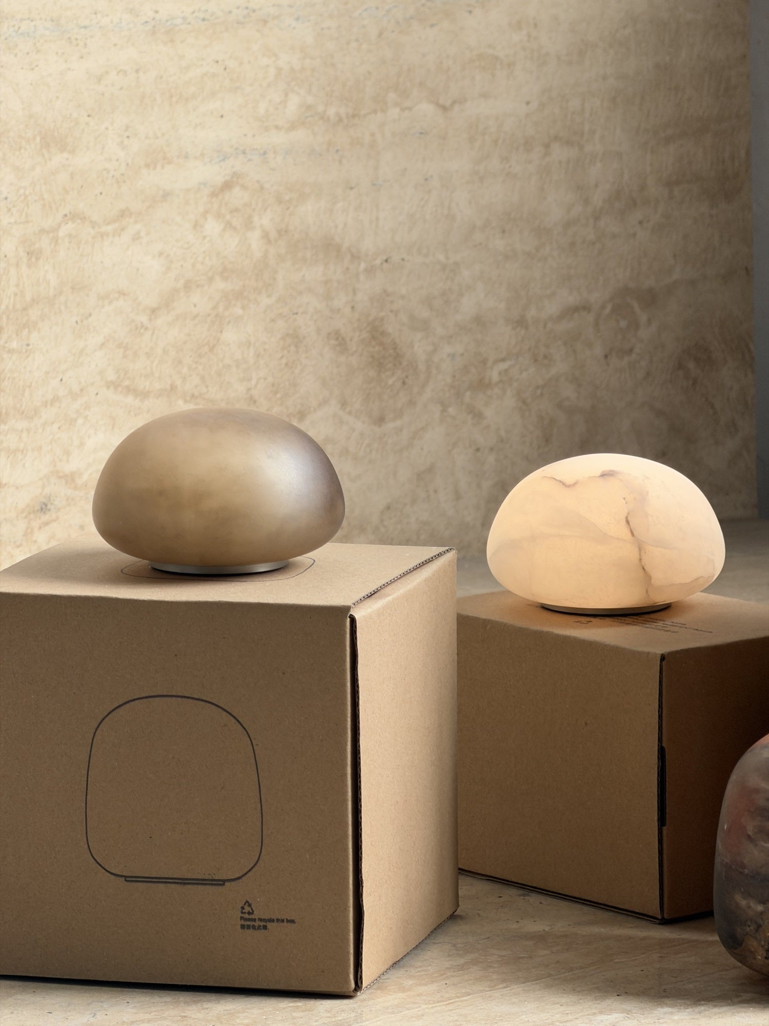 Luna Alabaster Cordless Lamp (Built-in Battery)-Home & Garden > Lighting > Table Lamps-Laren Fete-D 9cm x H 6cm / ∅ 3.5″ x H 2.4″-White-Warm Dimming-Laren Fete