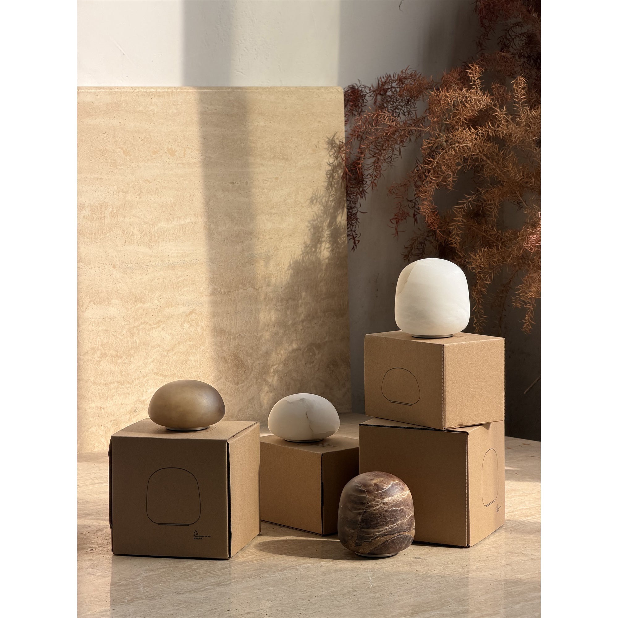 Luna Alabaster Cordless Lamp (Built-in Battery)-Home & Garden > Lighting > Table Lamps-Laren Fete-D 9cm x H 6cm / ∅ 3.5″ x H 2.4″-White-Warm Dimming-Laren Fete
