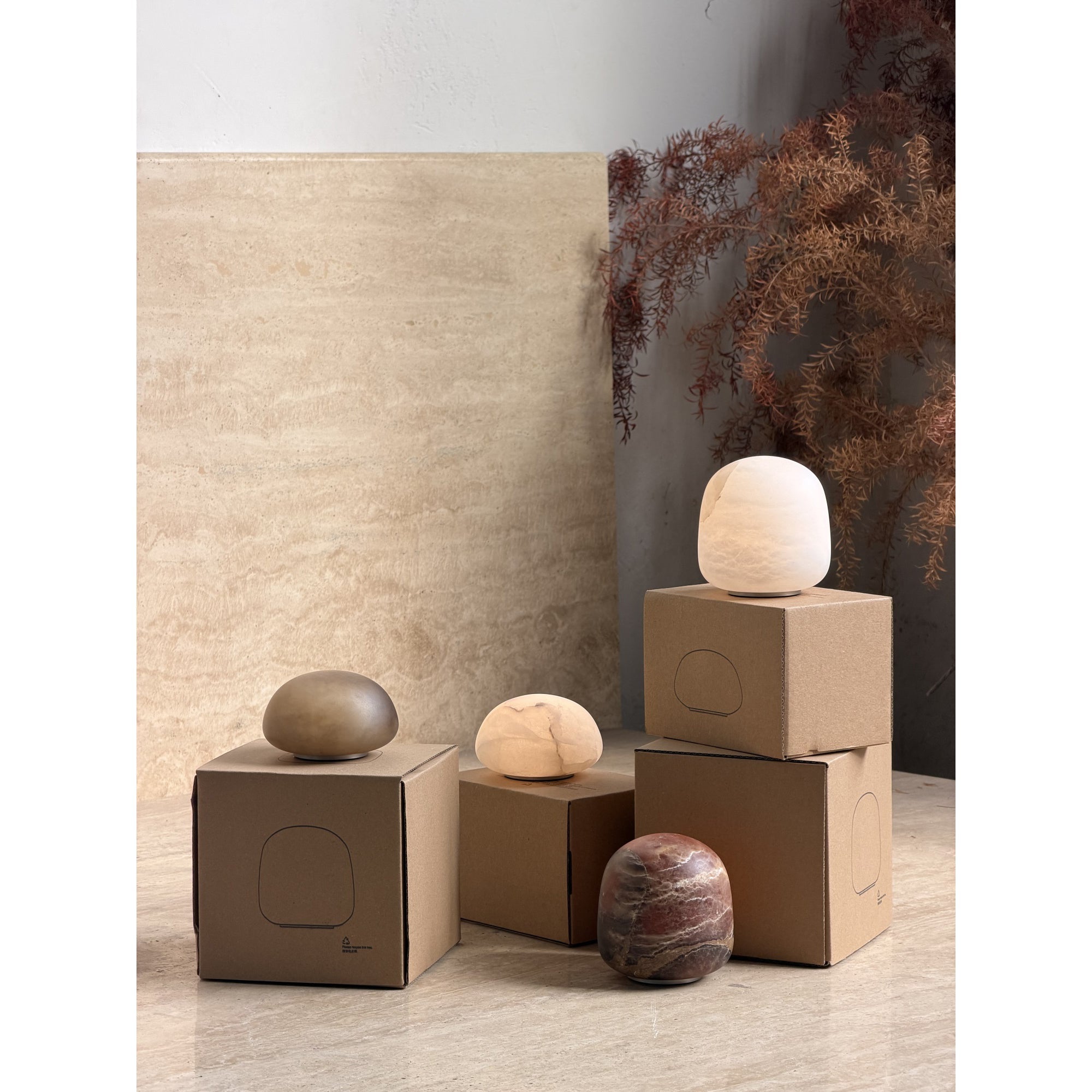 Luna Alabaster Cordless Lamp (Built-in Battery)-Home & Garden > Lighting > Table Lamps-Laren Fete-D 9cm x H 6cm / ∅ 3.5″ x H 2.4″-White-Warm Dimming-Laren Fete
