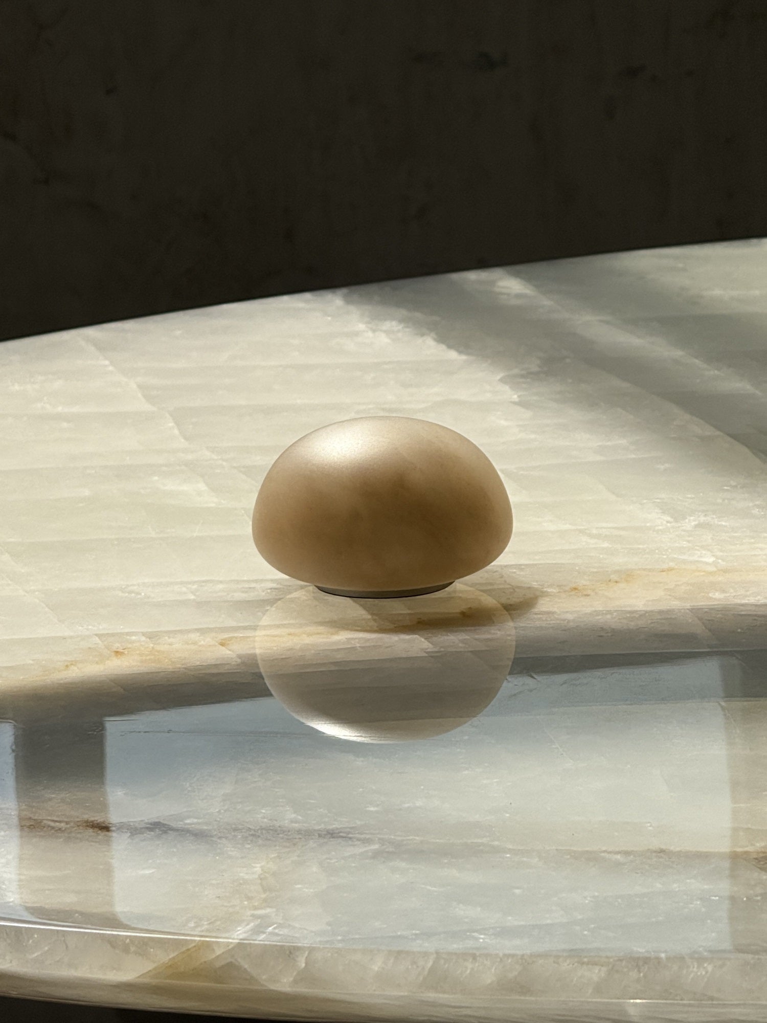 Luna Alabaster Cordless Lamp (Built-in Battery)-Home & Garden > Lighting > Table Lamps-Laren Fete-D 9cm x H 6cm / ∅ 3.5″ x H 2.4″-White-Warm Dimming-Laren Fete