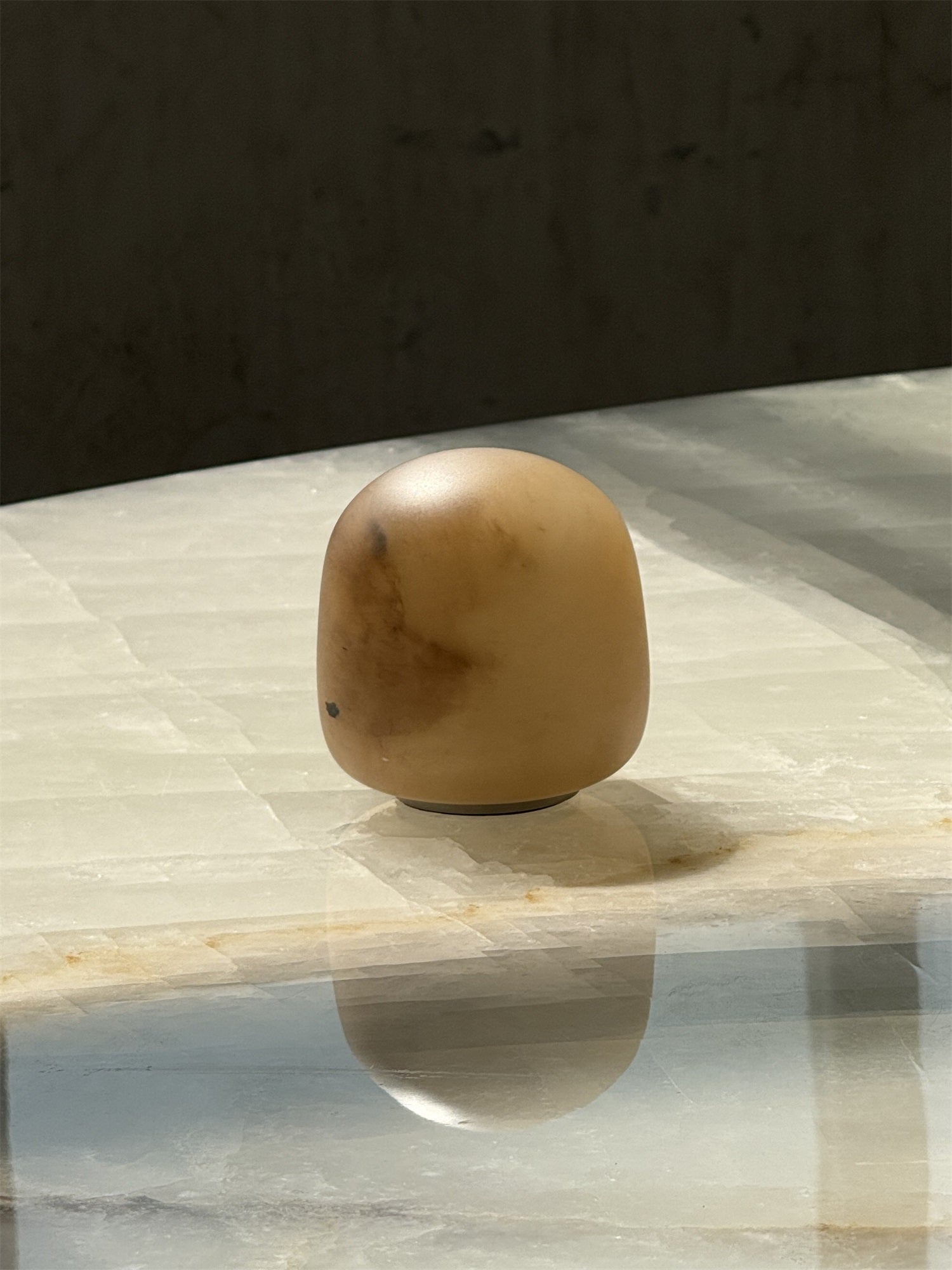 Luna Alabaster Cordless Lamp (Built-in Battery)-Home & Garden > Lighting > Table Lamps-Laren Fete-D 9cm x H 6cm / ∅ 3.5″ x H 2.4″-White-Warm Dimming-Laren Fete