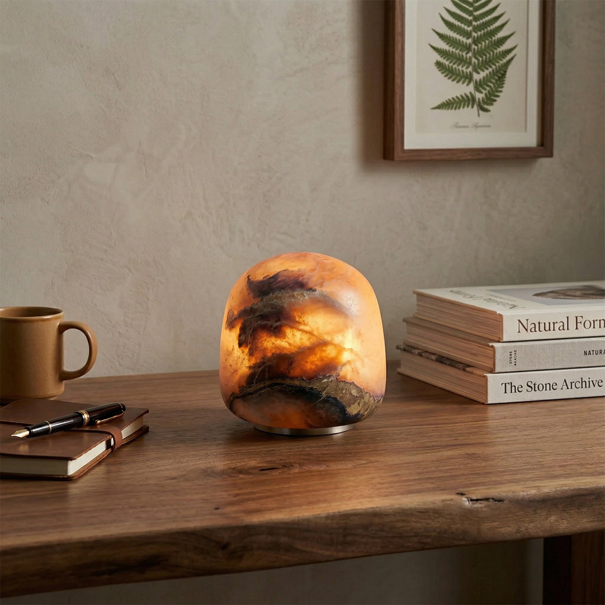 Luna Alabaster Cordless Lamp (Built-in Battery)-Home & Garden > Lighting > Table Lamps-Laren Fete-D 9cm x H 6cm / ∅ 3.5″ x H 2.4″-White-Warm Dimming-Laren Fete