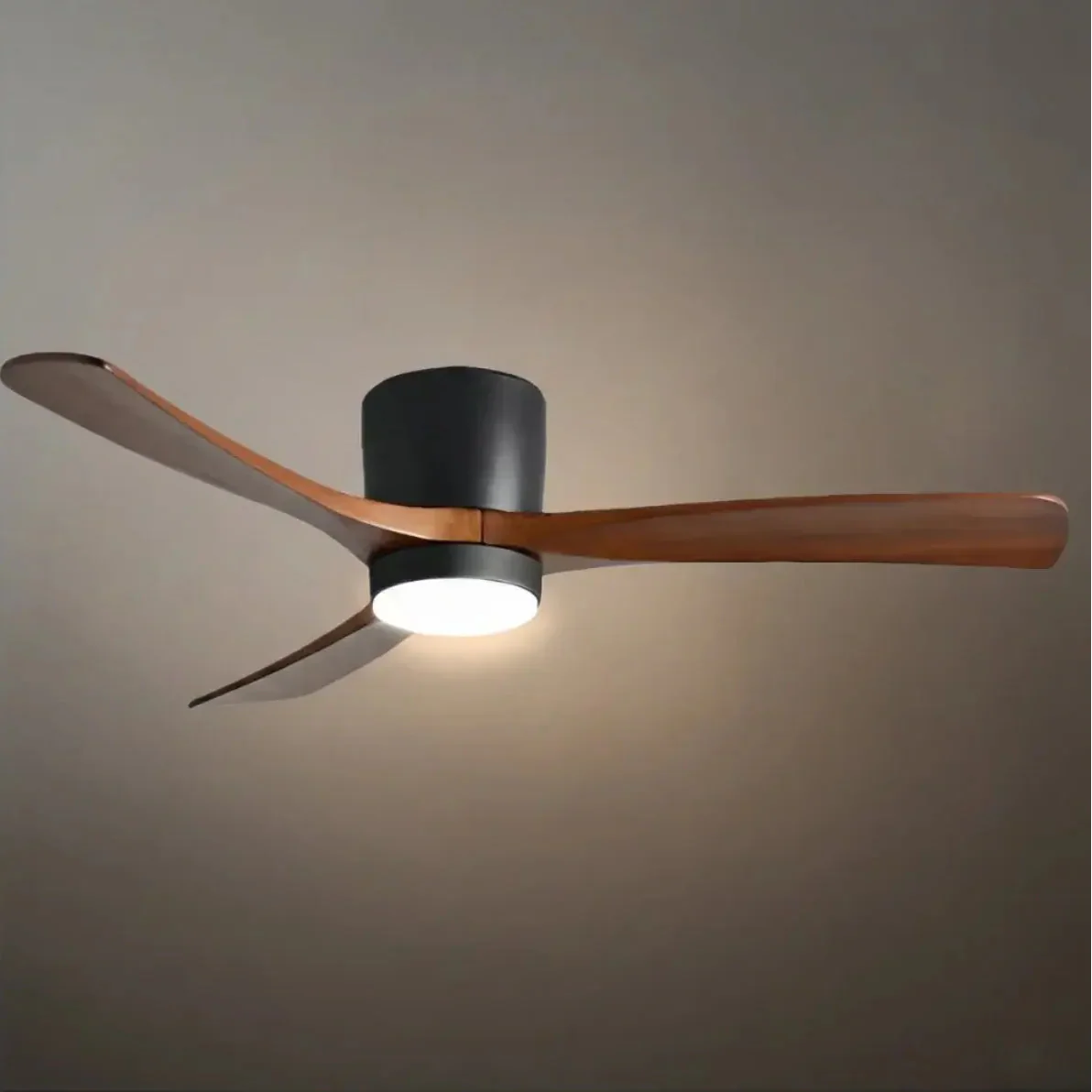 Lunara Wood Blade Ceiling Fan with Light-Home & Garden > Lighting > Ceiling Fans-Laren Fete-D91cm(36″)-Black & Walnut Wood-3 Colors + Remote Control (6-Speed Adjustable)-Laren Fete