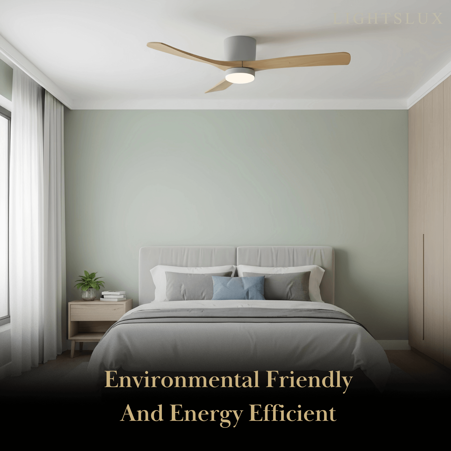 Lunara Wood Blade Ceiling Fan with Light-Home & Garden > Lighting > Ceiling Fans-Laren Fete-D91cm(36″)-Black & Walnut Wood-3 Colors + Remote Control (6-Speed Adjustable)-Laren Fete
