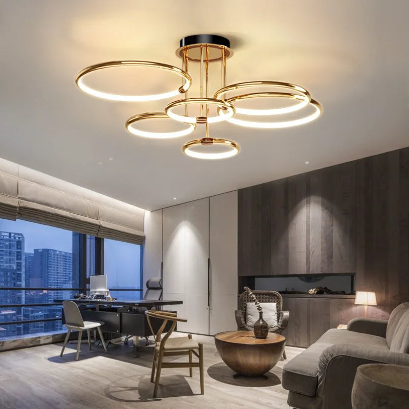 Lunara Flush Mount Ceiling Light | Geometric Gold or Black, LED Energy Efficient 2
