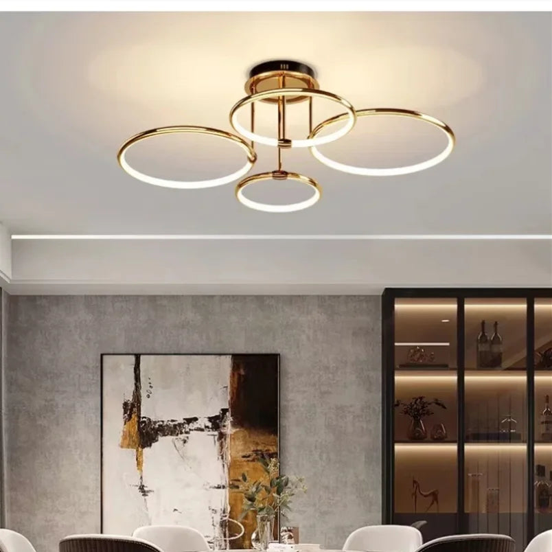 Lunara Flush Mount Ceiling Light | Geometric Gold or Black, LED Energy Efficient 4