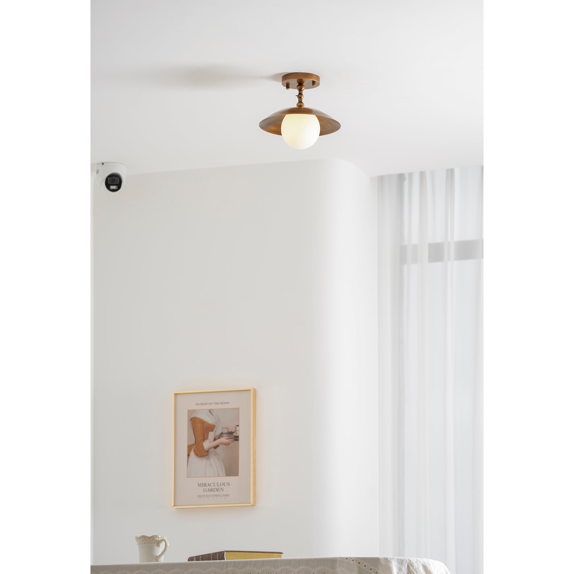 Marie Brass Dome Ceiling Lamp-Home & Garden > Lighting > Ceiling Lights-Laren Fete-D 25.5cm x H 23cm / ∅ 10″ x H 9.1″-Antique Brass-Glass Lampshade-Laren Fete