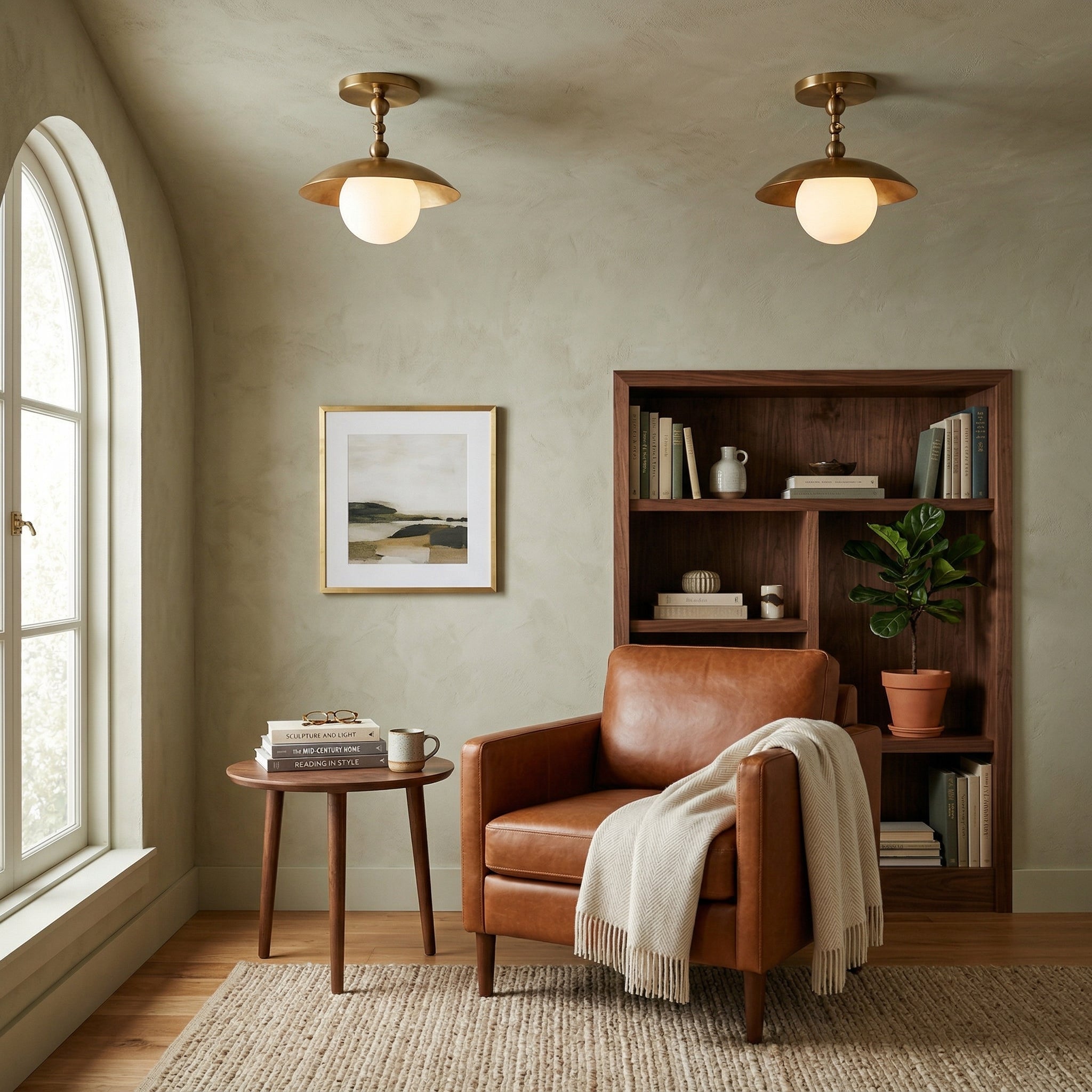 Marie Brass Dome Ceiling Lamp-Home & Garden > Lighting > Ceiling Lights-Laren Fete-D 25.5cm x H 23cm / ∅ 10″ x H 9.1″-Antique Brass-Glass Lampshade-Laren Fete