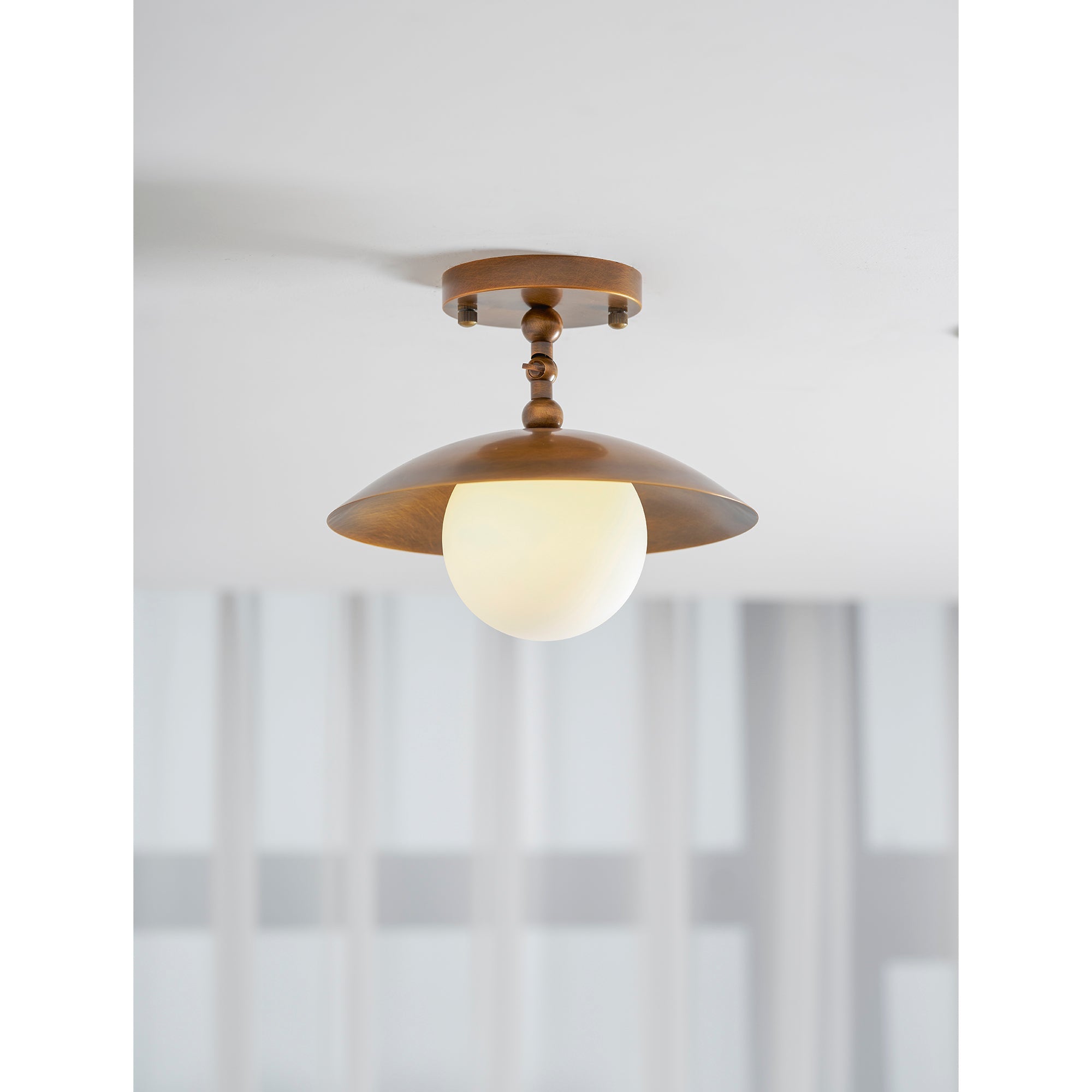 Marie Brass Dome Ceiling Lamp-Home & Garden > Lighting > Ceiling Lights-Laren Fete-D 25.5cm x H 23cm / ∅ 10″ x H 9.1″-Antique Brass-Glass Lampshade-Laren Fete