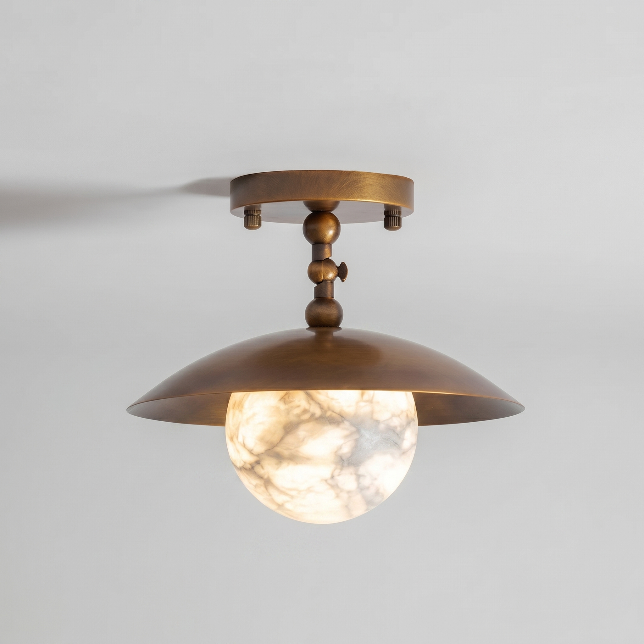 Marie Brass Dome Ceiling Lamp-Home & Garden > Lighting > Ceiling Lights-Laren Fete-D 25.5cm x H 23cm / ∅ 10″ x H 9.1″-Antique Brass-Glass Lampshade-Laren Fete